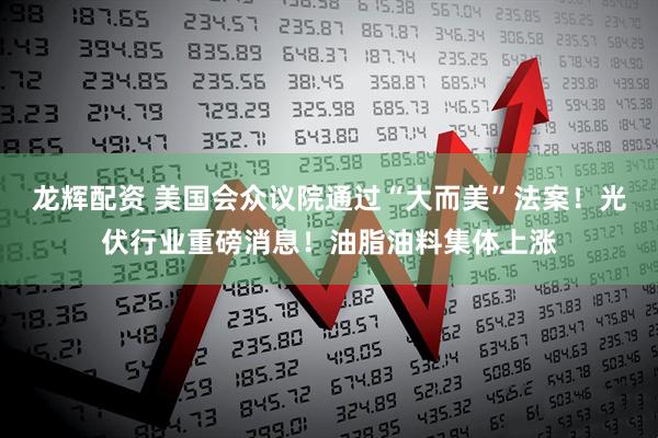 龙辉配资 美国会众议院通过“大而美”法案！光伏行业重磅消息！油脂油料集体上涨